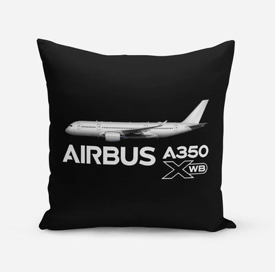 The Airbus A350 WXB aviation design on soft polyester filling pillow.