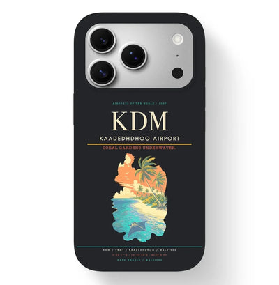 Kaadedhdhoo Airport (KDM) design on black iPhone 17 Pro MagSafe case