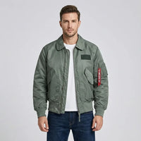 Thumbnail for Patch Attachable aviation design printed on padded shell with classic pilot styling pilot jacket.