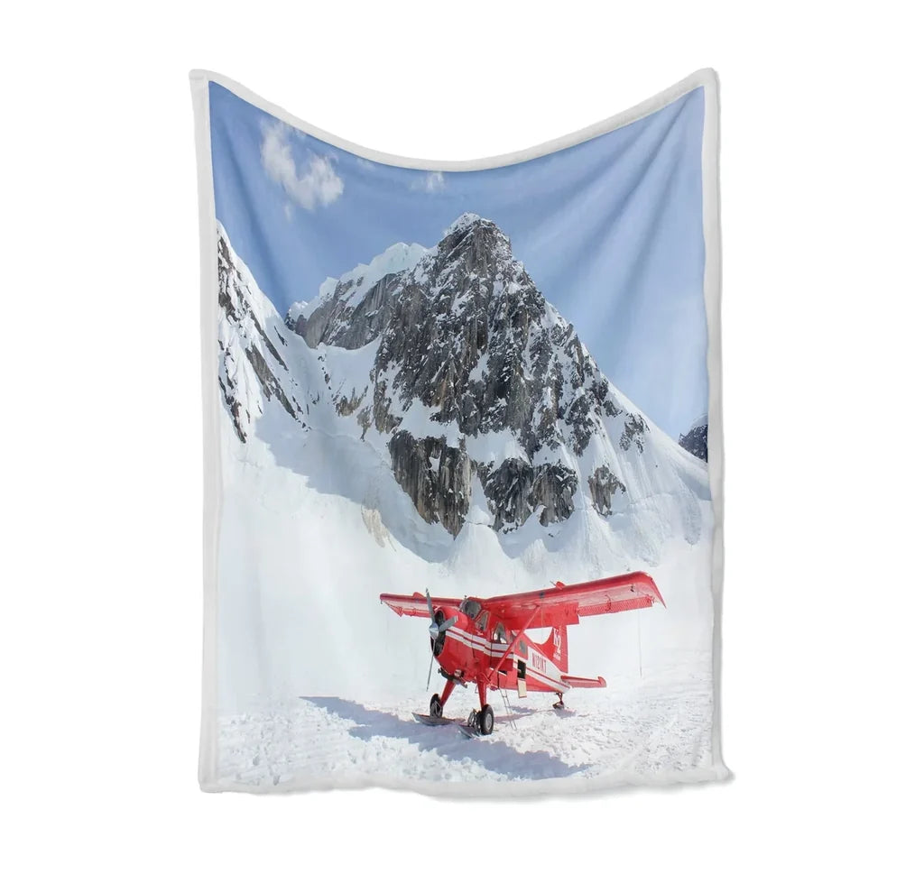 Amazing Snow Airplane Bed Blankets & aviation print on soft fleece blanket.