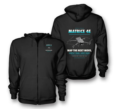 DJI Matrice 4E design on black zipped hoodie