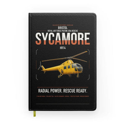 Bristol Sycamore HR14 design on black notebook