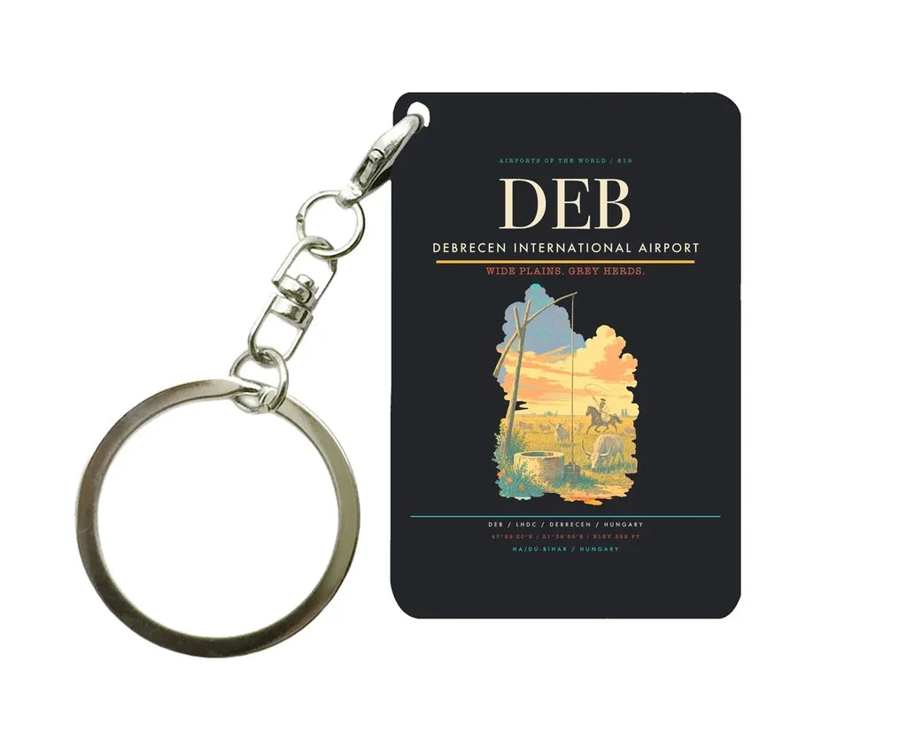 Debrecen International Airport (DEB) design on black key chain