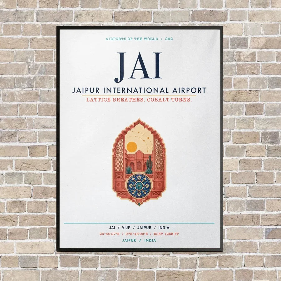 Jaipur International Airport JAI vertical canvas print - framed - white background