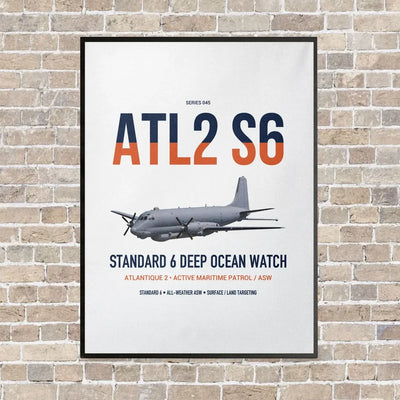 Atlantique 2 Standard 6 vertical canvas print - framed - white background