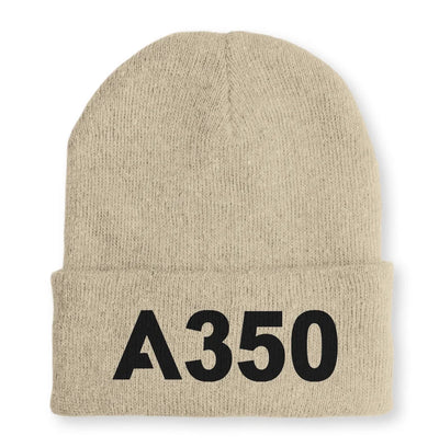 Airbus A350 Flat Text Embroidered aviation embroidery on soft knit fabric beanie.