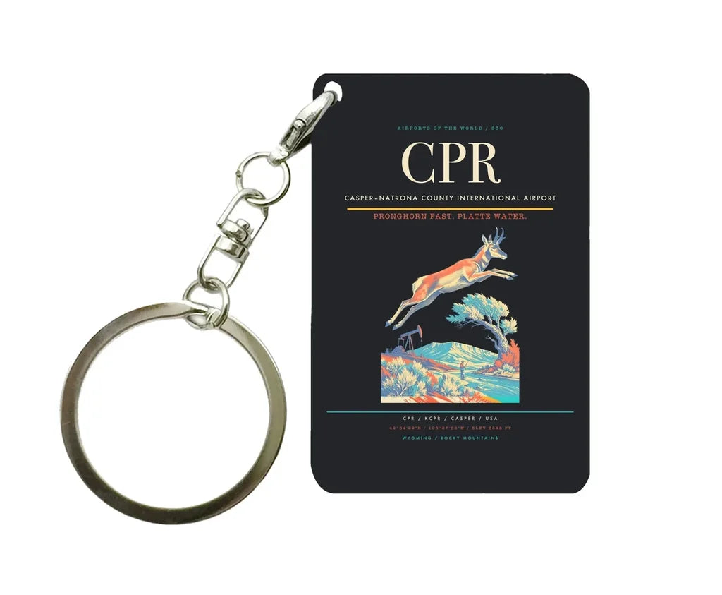 Casper–Natrona County International Airport (CPR) design on black key chain