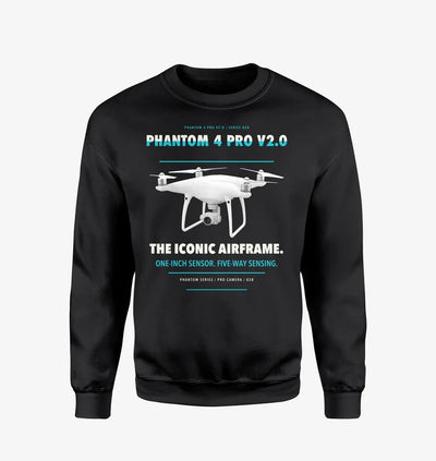 DJI Phantom 4 Pro V2.0 design on black sweatshirt