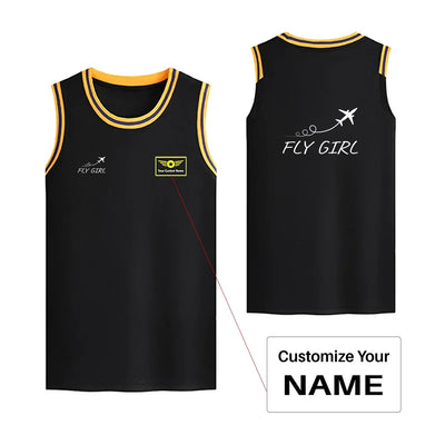 Just Fly It & Fly Girl Basketball Style Sports aviation design printed on quick-dry breathable fabric men's sport tank top.