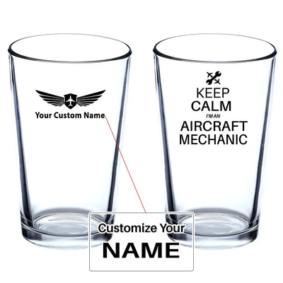 Aircraft Mechanic Beer & aviation design on beer water glass, versatile drinkware.