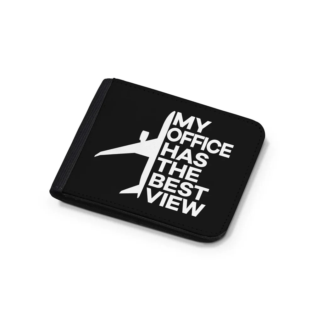 My Office Has The Best View aviation print wallet, leather.