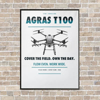 Thumbnail for DJI Agras T100 vertical canvas print - framed - white background