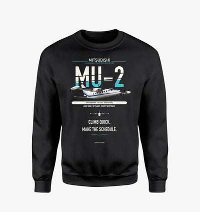 Mitsubishi MU-2B-60 Marquise design on black sweatshirt