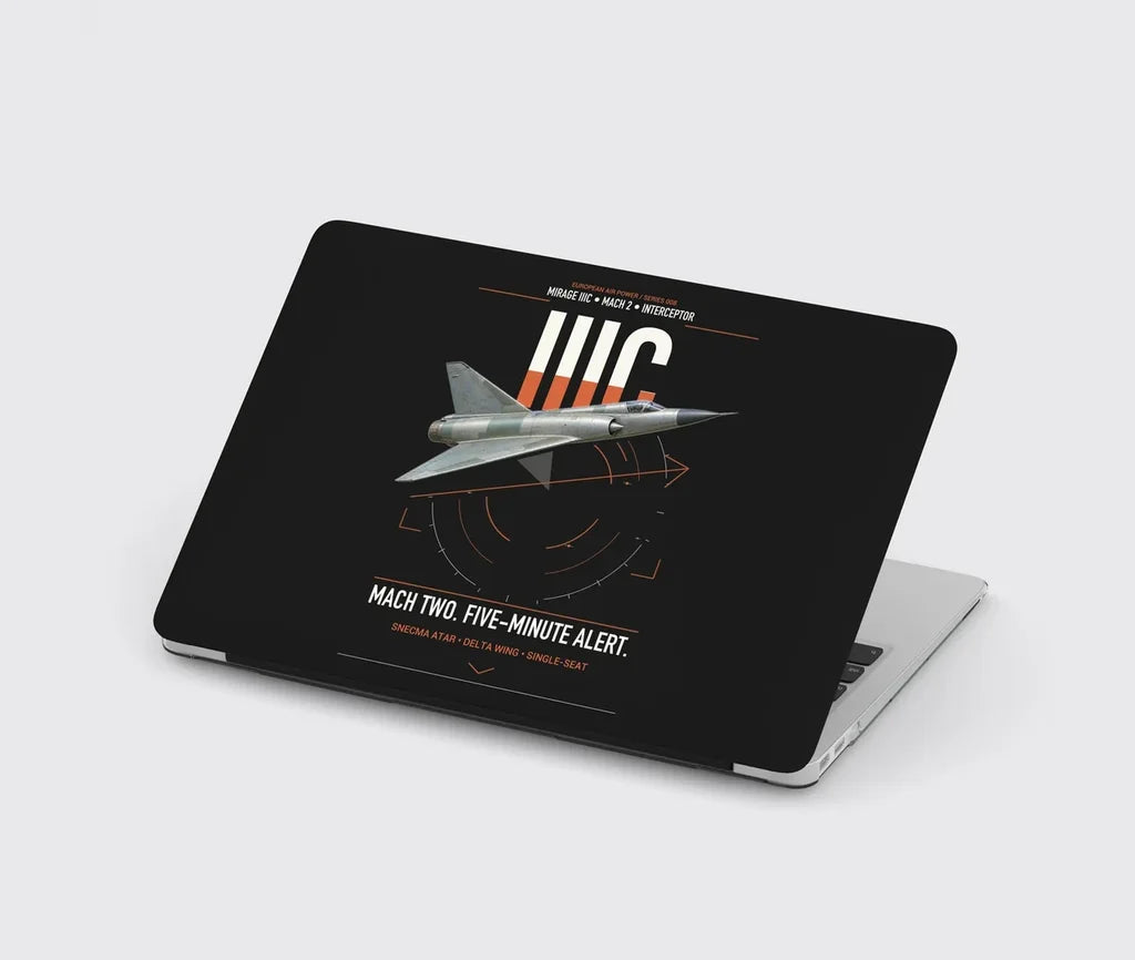 Dassault Mirage IIIC design on black MacBook case