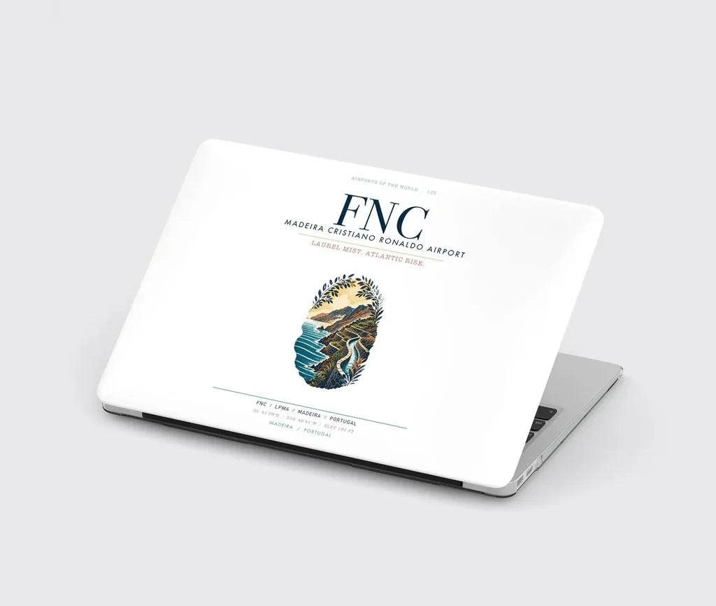 Madeira Cristiano Ronaldo Airport (FNC) design on white MacBook case