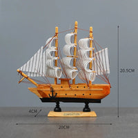 Thumbnail for Side view of 20CM Wooden Mediterranean Ship Sailboat Model Ornament aviation model ship in diecast metal or wood with detaile.