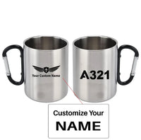 Thumbnail for Airbus A321 Flat Text aviation design on outdoor mug, durable insulated construction.