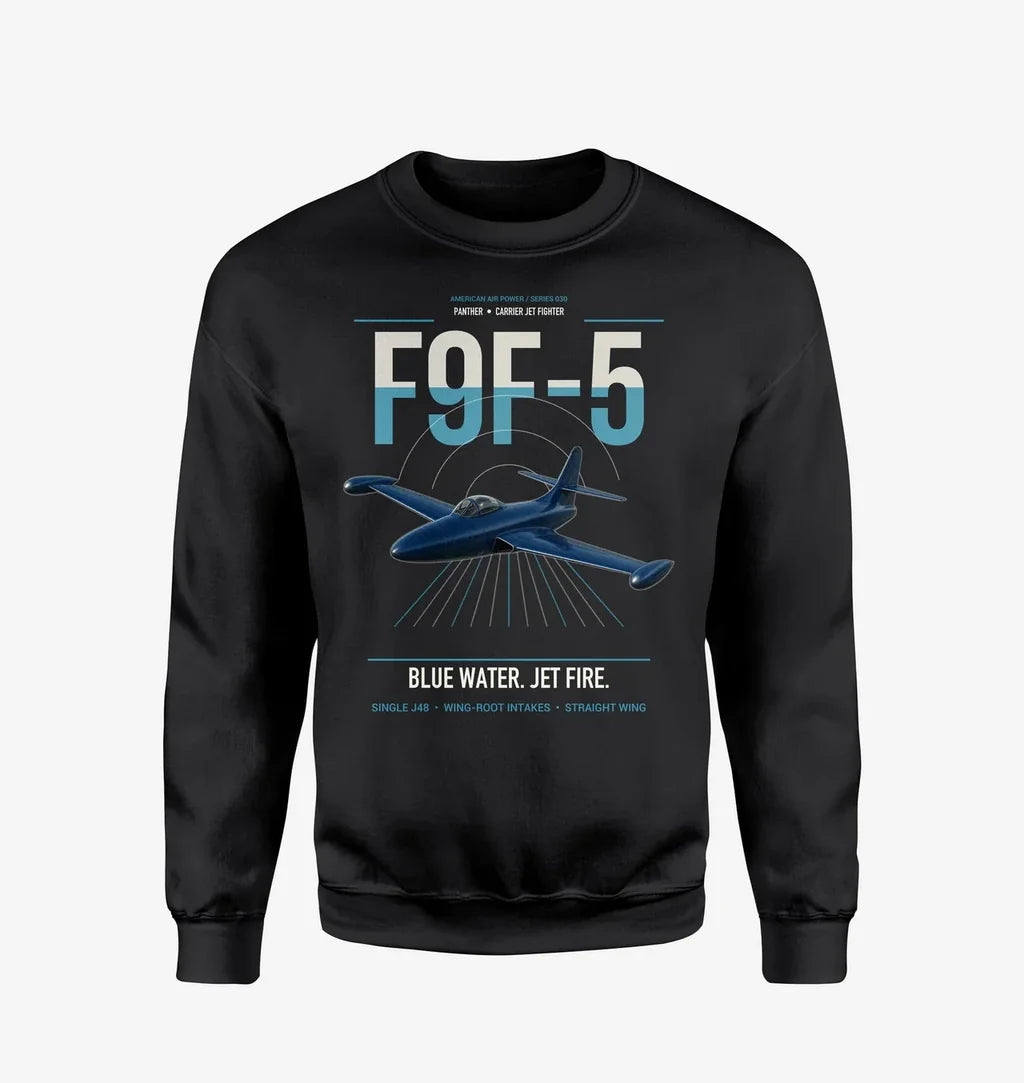F9F-5 Panther design on black sweatshirt