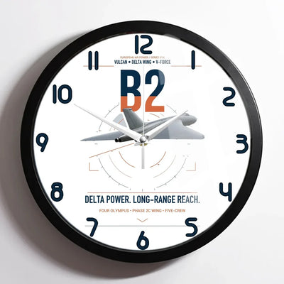 Avro Vulcan B2 design on white framed wall clock