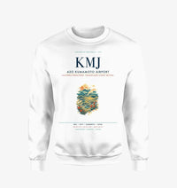 Thumbnail for Aso Kumamoto Airport (KMJ) design on white sweatshirt