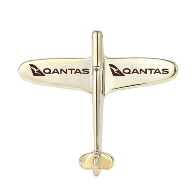 Qantas Airlines Airways Airlines Airplane Shape aviation airplane-shape brooch, polished alloy body with engraved detail.