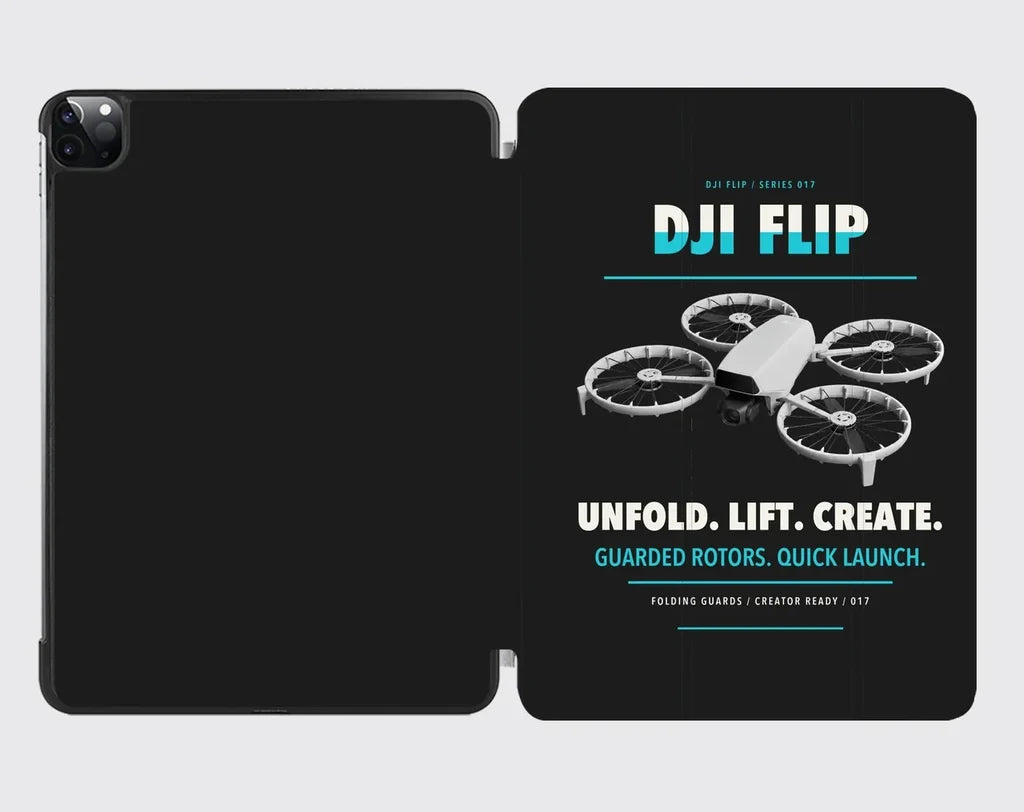 DJI Flip design on black ipad tablet case