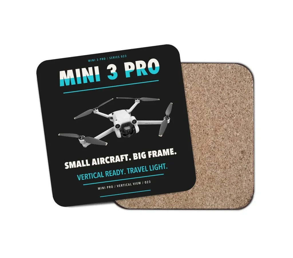 DJI Mini 3 Pro design on black 1 piece coaster