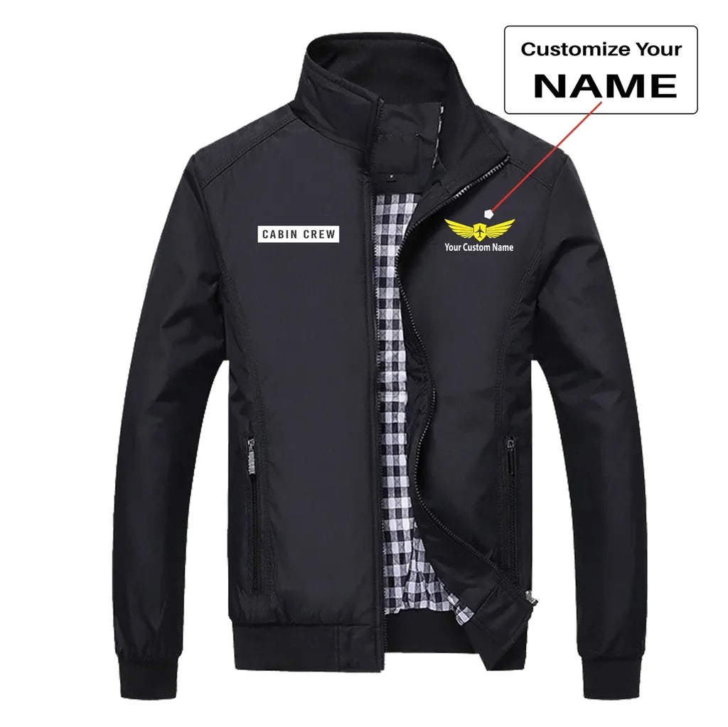 Cabin Crew Text aviation design printed on modern shell with tailored fit stylish jacket.