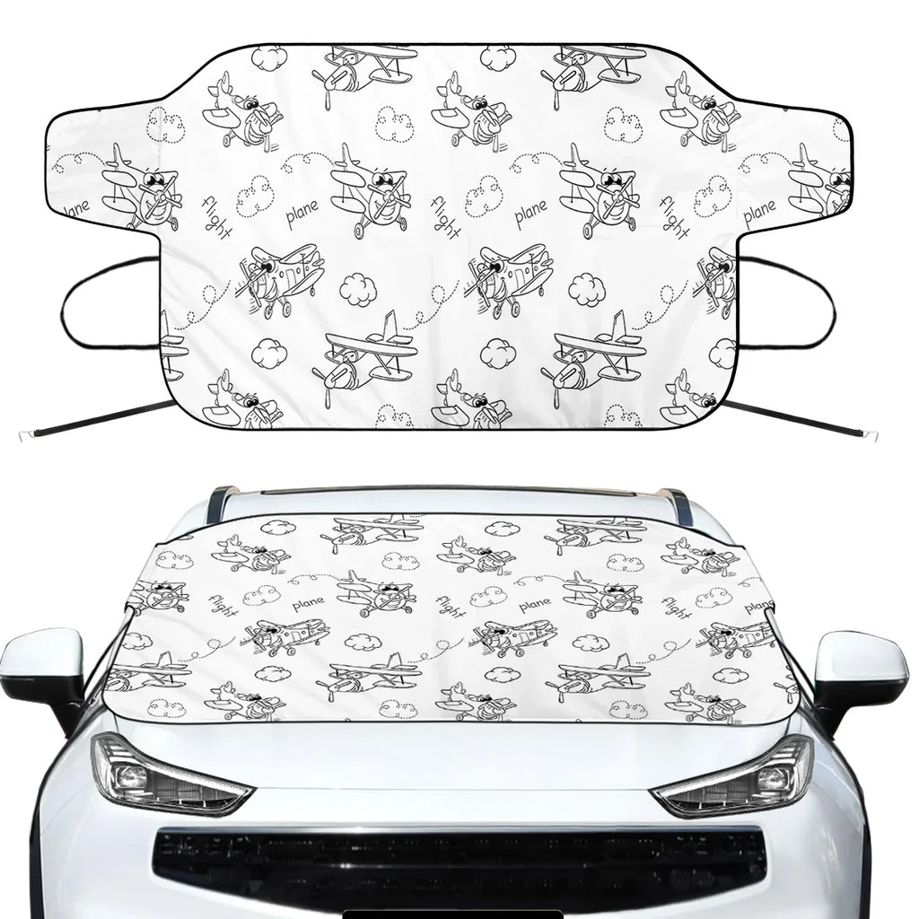 Cartoon Planes Car aviation design on car windshield cover.