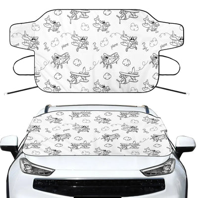 Cartoon Planes Car aviation design on car windshield cover.