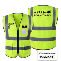 Thumbnail for Born To Fly Helicopter aviation design printed on high-visibility reflective fabric reflective vest.
