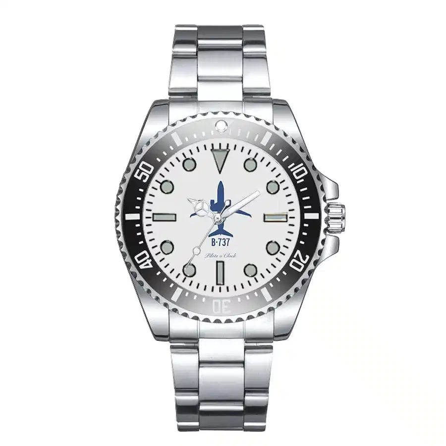 Boeing 737 Luxury Aviators aviation-themed aviator watch, polished premium stainless steel.