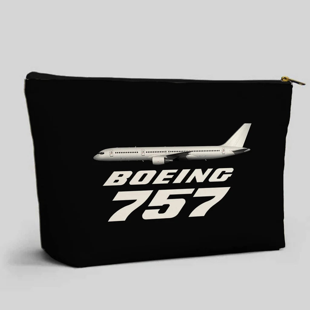 The Boeing 757 aviation print zipper pouch, durable polyester.