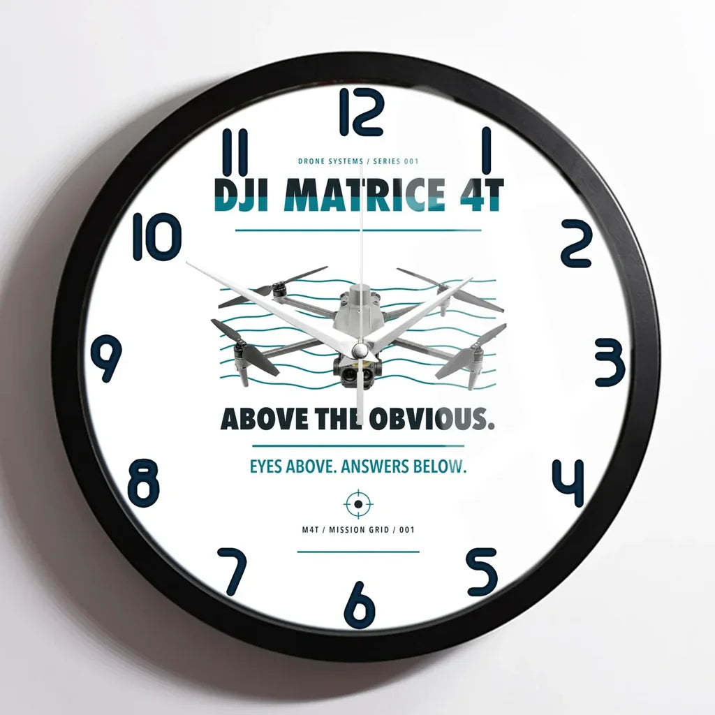 DJI Matrice 4T design on white framed wall clock
