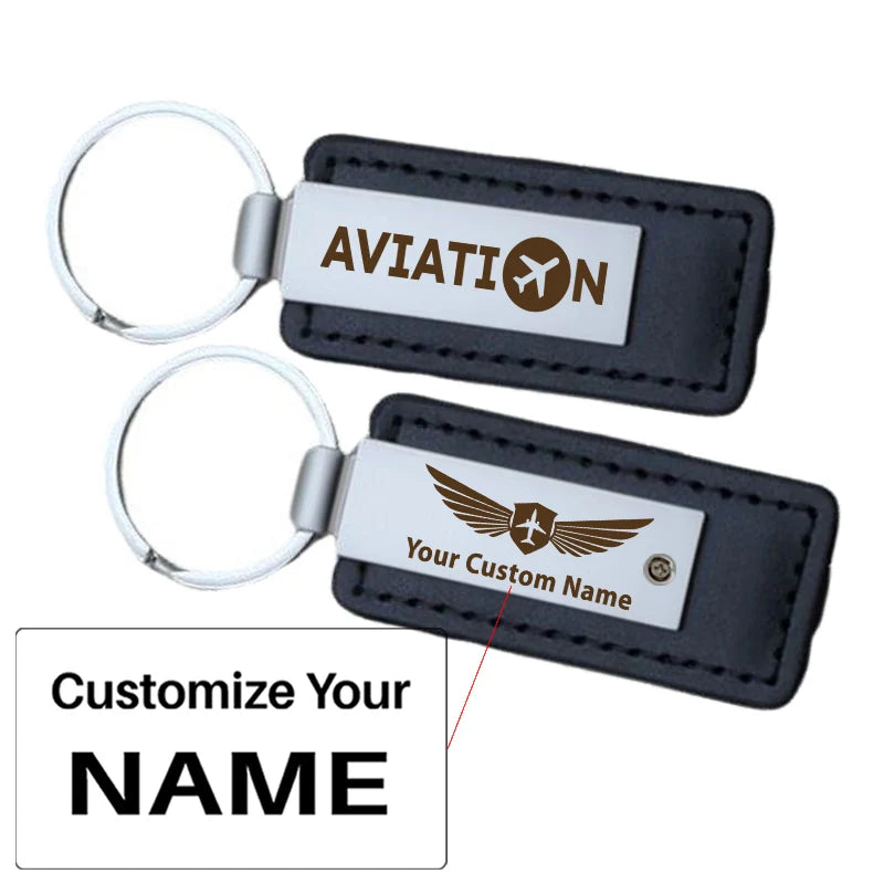 Aviation PU leather key chain in PU faux leather.
