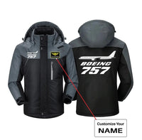 Thumbnail for The Boeing 757 aviation design printed on heavyweight insulated shell thick winter jacket.