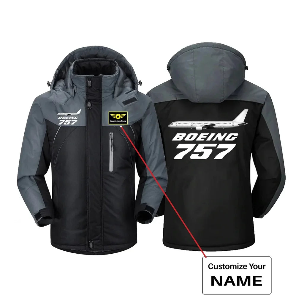 The Boeing 757 aviation design printed on heavyweight insulated shell thick winter jacket.