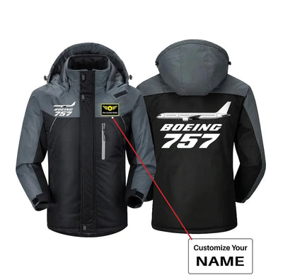 The Boeing 757 aviation design printed on heavyweight insulated shell thick winter jacket.