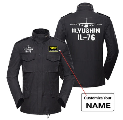 ILyushin IL-76 & Plane aviation design printed on heavy cotton coat with field details military coat.