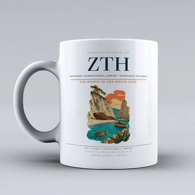 Zakynthos International Airport Dionysios Solomos (ZTH) airport code design on white ceramic mug
