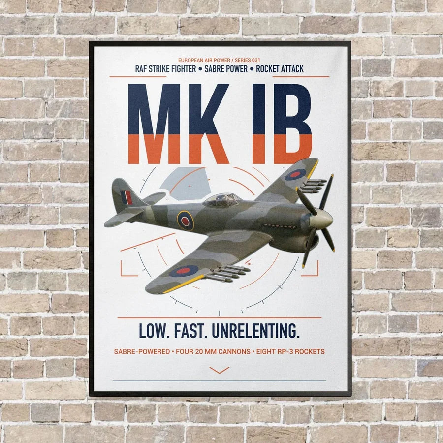 Hawker Typhoon Mk IB vertical canvas print - framed - white background