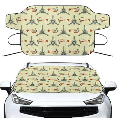 Vintage Old Airplane Car aviation design on car windshield cover.