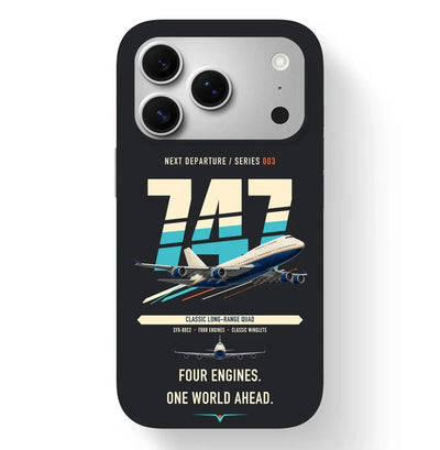 Boeing 747-400 design on black magsafe iphone case