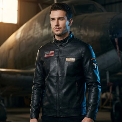Pilot jacket on model — editorial