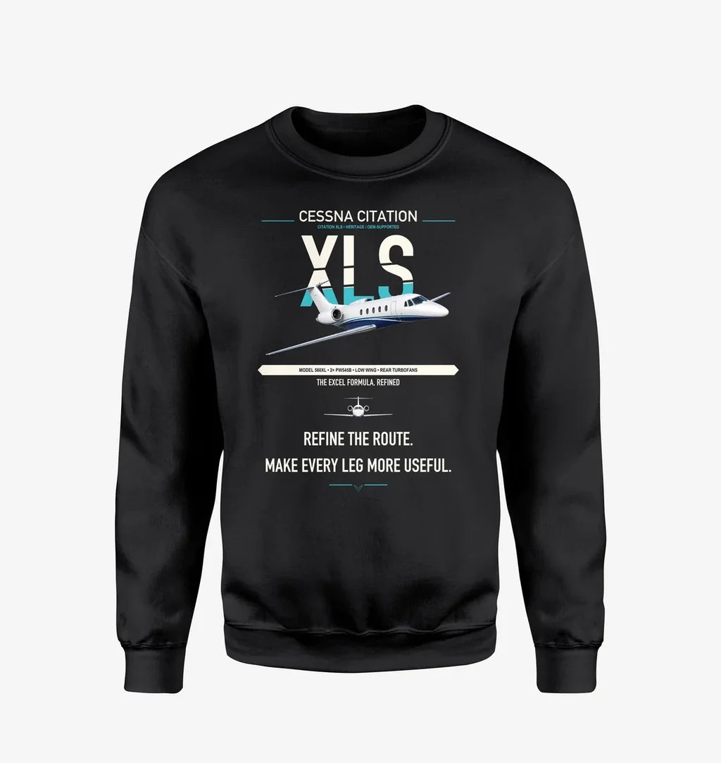 Cessna Citation XLS design on black sweatshirt