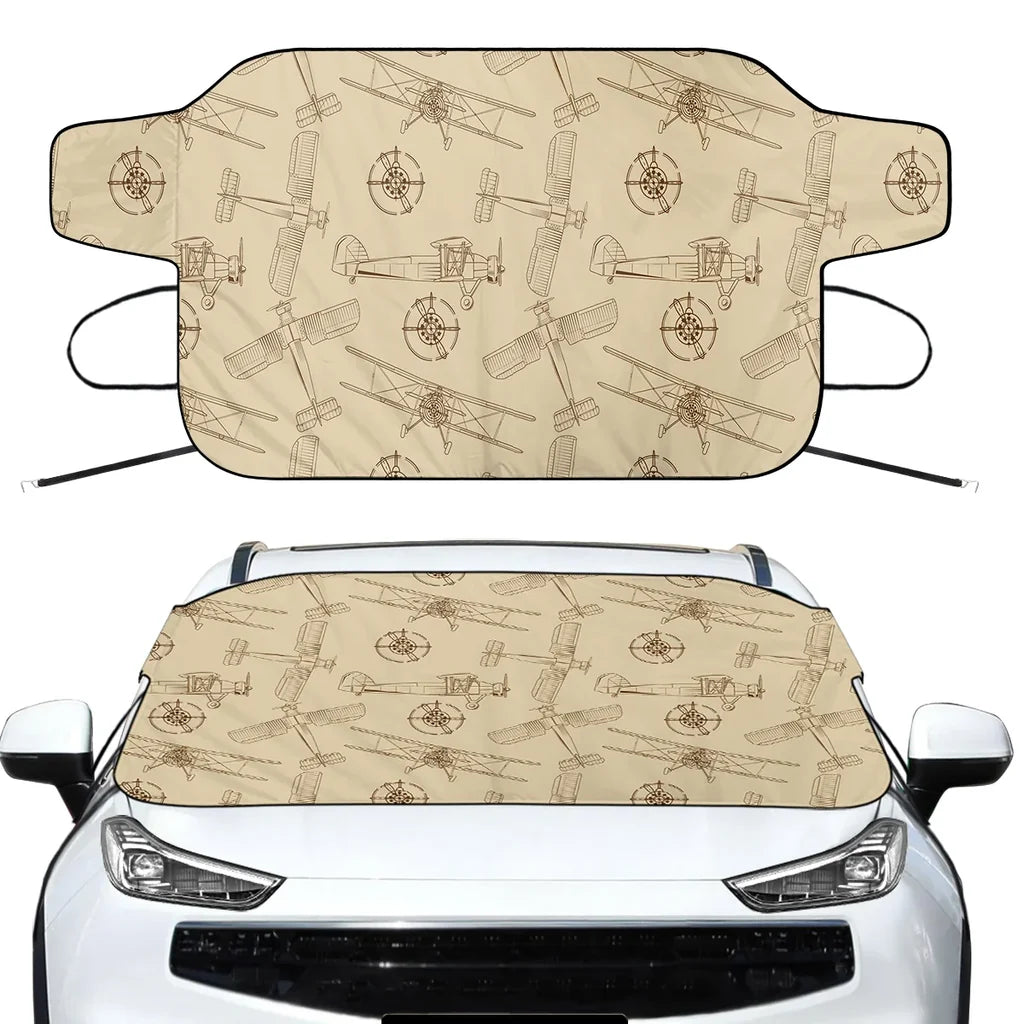 Very Cool Vintage Planes Car aviation design on car windshield cover.