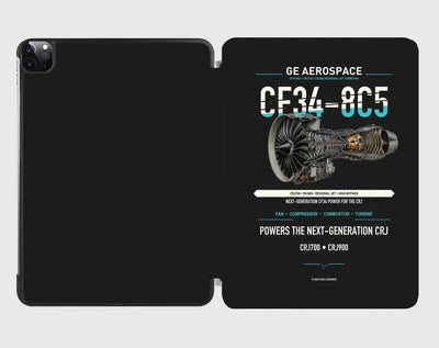 CF34-8C5 design on black ipad tablet case