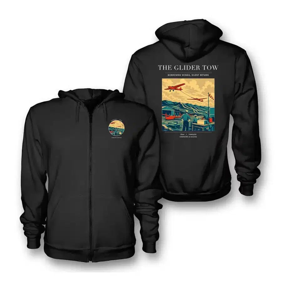 VINTAGE G4249 - The Glider Tow - Premium Zipped Hoodie design on black