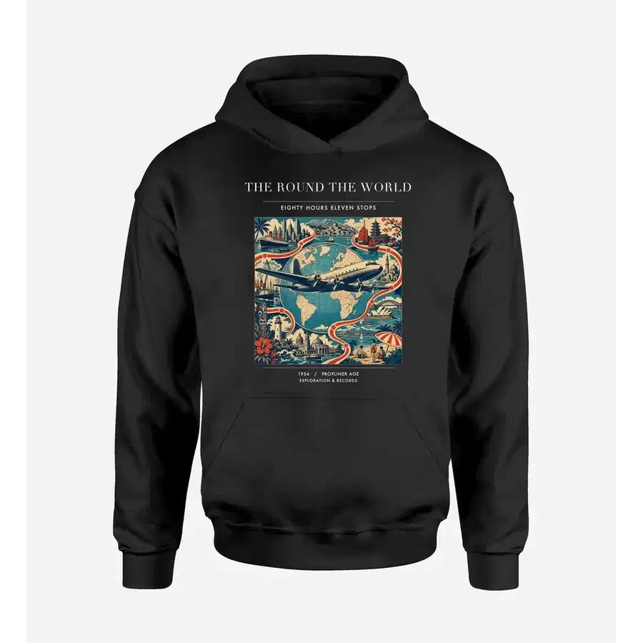 VINTAGE G4100 - The Round The World - Premium Hoodie design on black premium