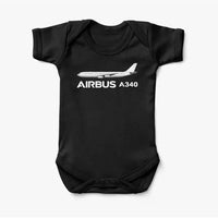 Thumbnail for The Airbus A340 aviation print on kids gentle cotton bodysuit.